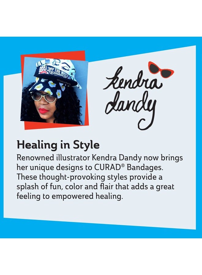 CURAD Kendra Dandy Designer Bandages, 4 Colorful Patterns, Flex-Fabric, Variety Pack with Standard & XL Bandages, 50 Count - Image 3