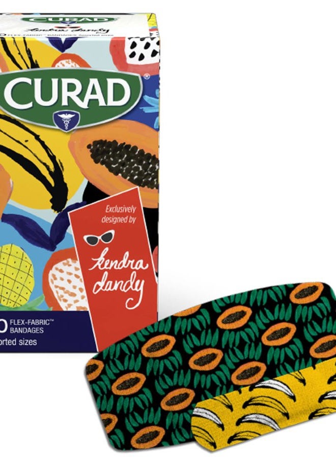 CURAD Kendra Dandy Designer Bandages, 4 Colorful Patterns, Flex-Fabric, Variety Pack with Standard & XL Bandages, 50 Count - Image 1
