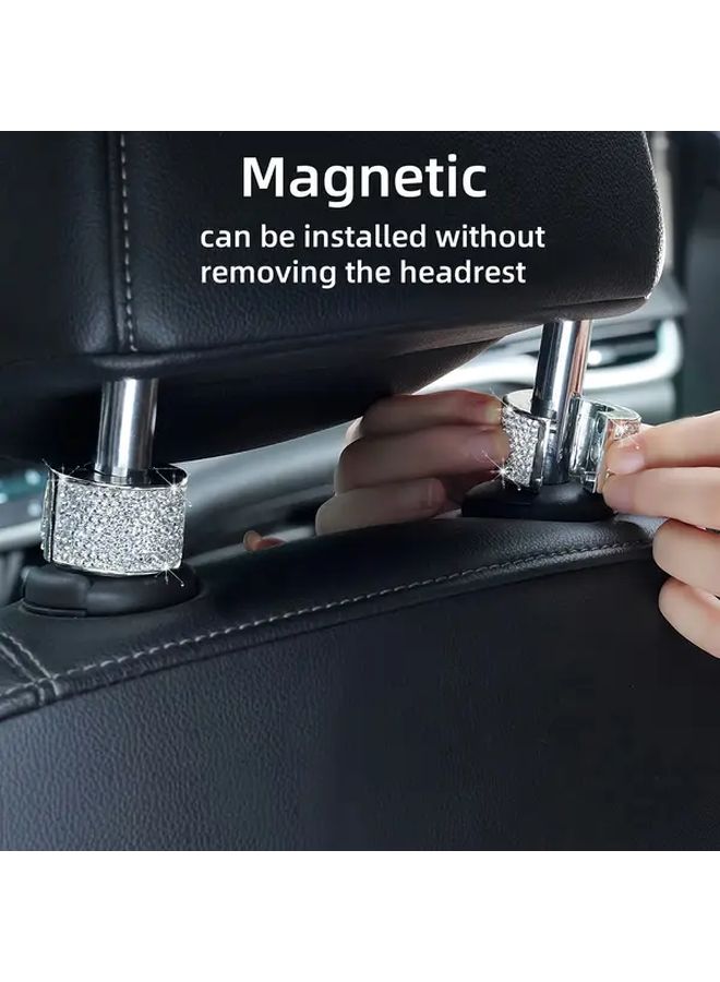 Sparkling Crystal Car Headrest Pillow Cover Magnetic No Battery AB - Image 2