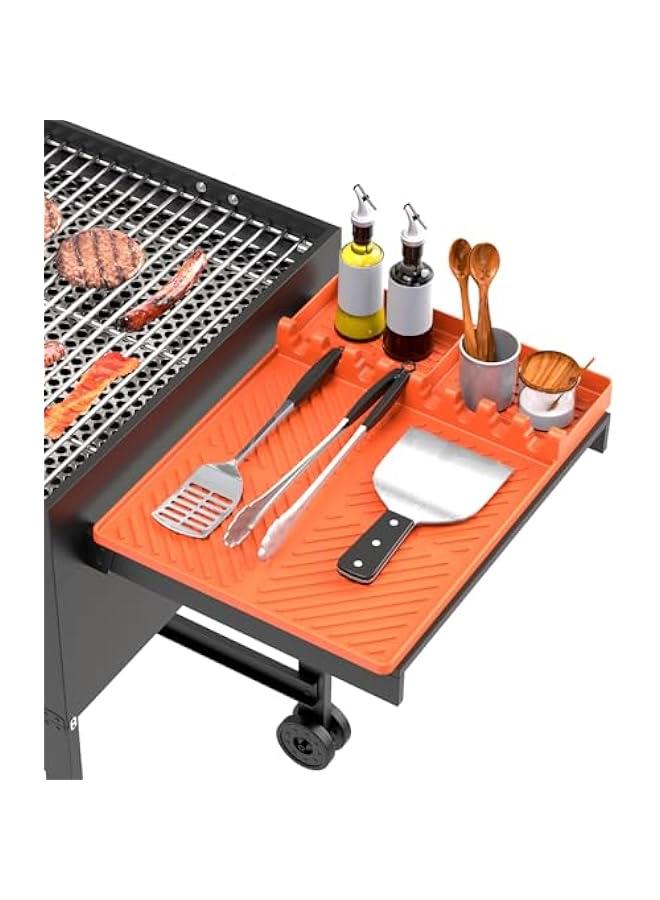 Arabest Grill Mat for Blackstone, Drip Pad Silicone Spatula Tools, Orange Outdoor Kitchen Counter  - Image 1