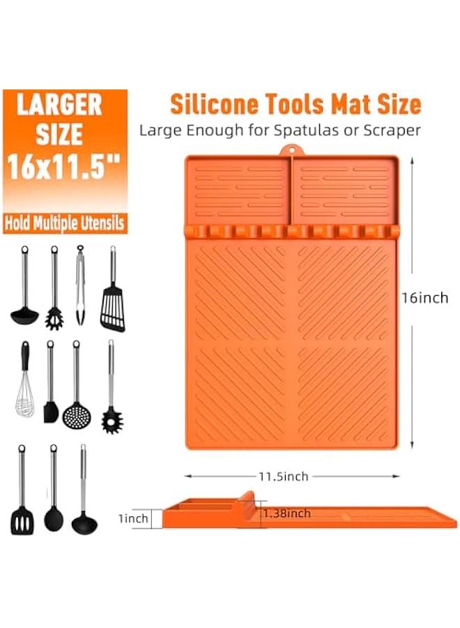 Arabest Grill Mat for Blackstone, Drip Pad Silicone Spatula Tools, Orange Outdoor Kitchen Counter  - Image 2