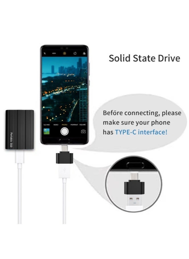 2TB Portable External SSD, 2000GB USB 3.1 High Speed Data Transfer, Computer Backup Drive Support Data Storage Transfer, USB C Mini Portable External Solid State Drive for PC/Laptop/Phones and More  - Image 2