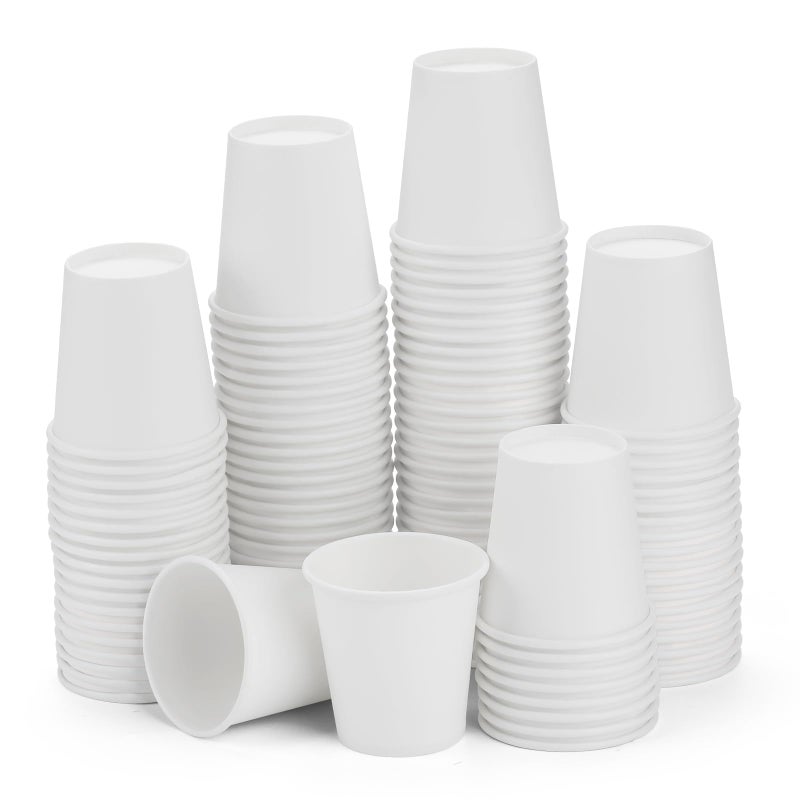 Wuadua 100 Pack 3 oz Paper Cups Bathroom cups  Espresso Cups  Small Paper Cups for Mouthwash  Snacks  Suitable for Family  Party  Picnic(White) - Image 1