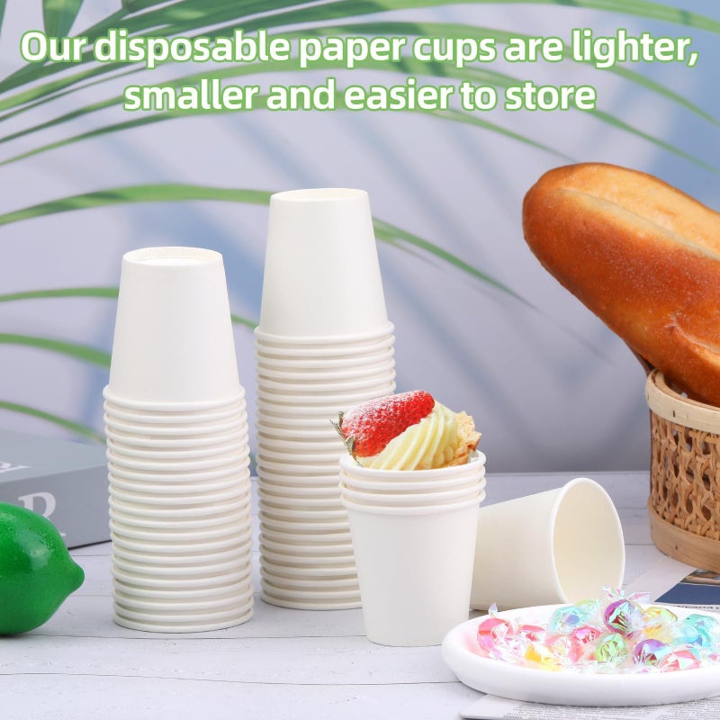 Wuadua 100 Pack 3 oz Paper Cups Bathroom cups  Espresso Cups  Small Paper Cups for Mouthwash  Snacks  Suitable for Family  Party  Picnic(White) - Image 5