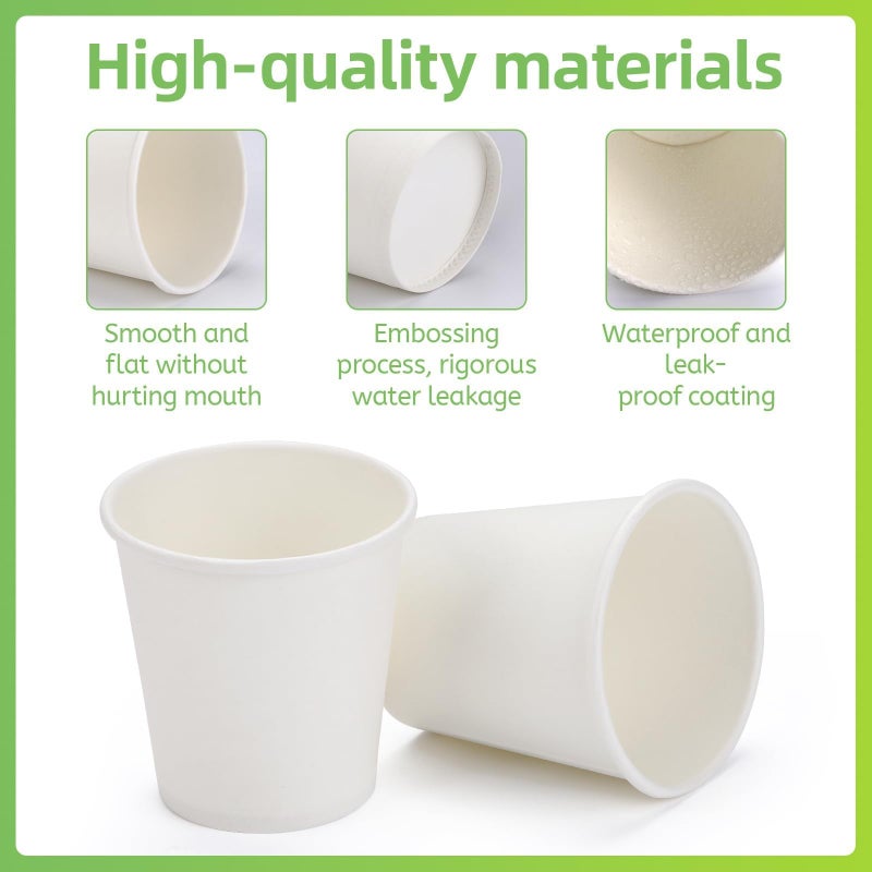 Wuadua 100 Pack 3 oz Paper Cups Bathroom cups  Espresso Cups  Small Paper Cups for Mouthwash  Snacks  Suitable for Family  Party  Picnic(White) - Image 3