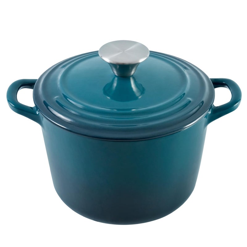 Flavehc Dutch Oven Pot with Lid 28 qt Cast Iron Dutch Oven for Bread Baking DarkCyan Enameled Cast Iron Rice Pot with Handels