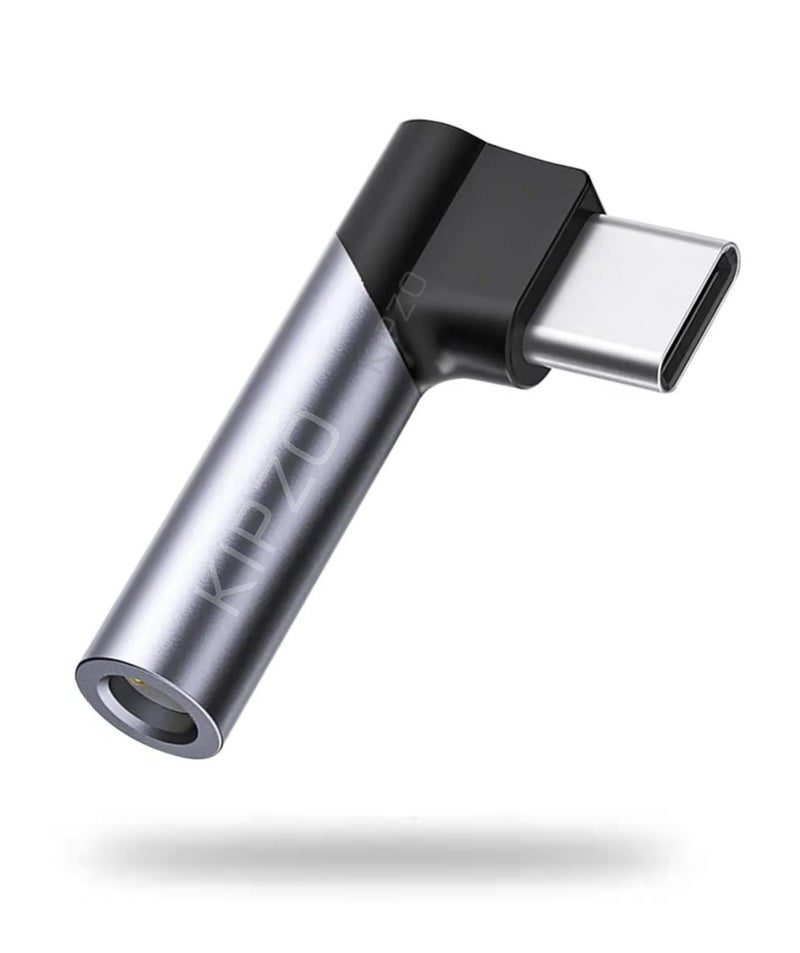 KIPZO® Grey Type c to 3.5mm Audio Connector Grey l Shape 90 Degree Right Angle for Gaming Listening to Music Calls for Android Audio Jack Converter Samsung Galaxy oneplus 9 with dac - Image 1