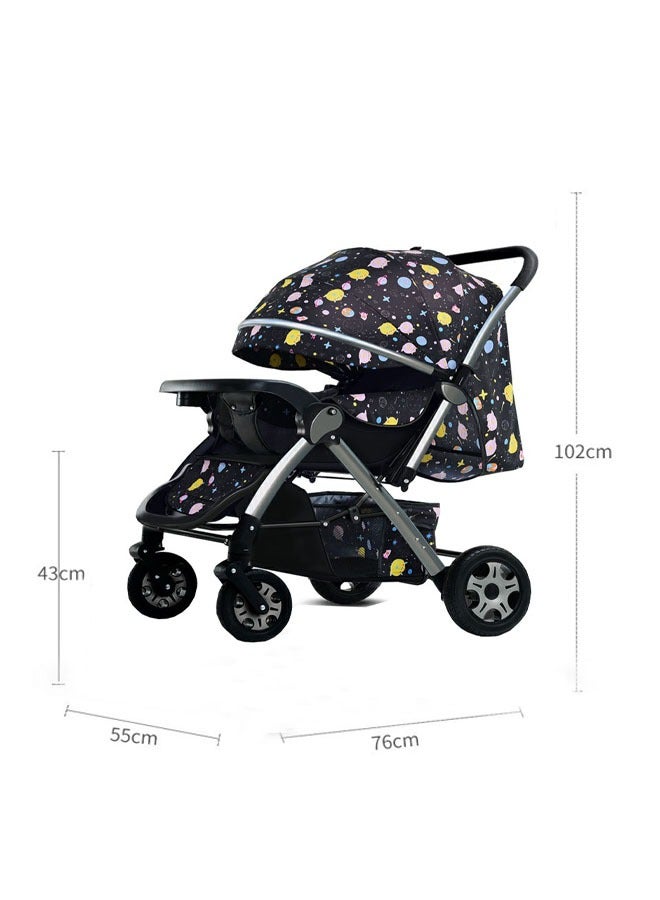 ZCM-HAPPY Deluxe Foldable Baby Stroller - Portable Multifunctional Travel Pram for Newborns and Infants with Four-Wheel Suspension  - Image 2