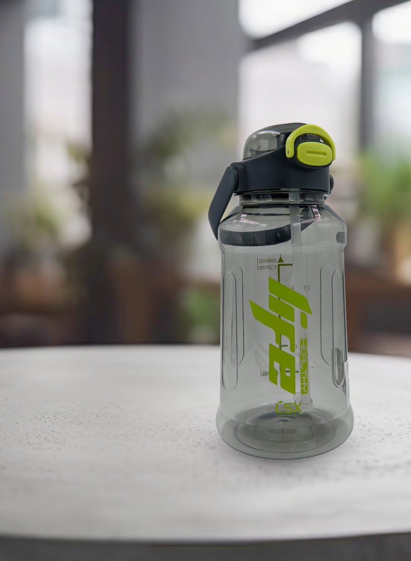 Generic Premium 2.0L Water Bottle with Green Typography (Detachable Straw)  - Image 2