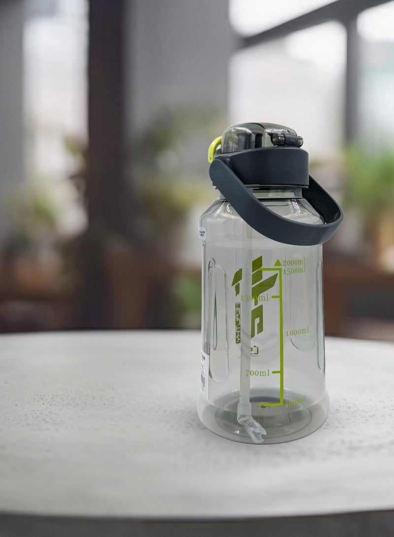Generic Premium 2.0L Water Bottle with Green Typography (Detachable Straw)  - Image 3