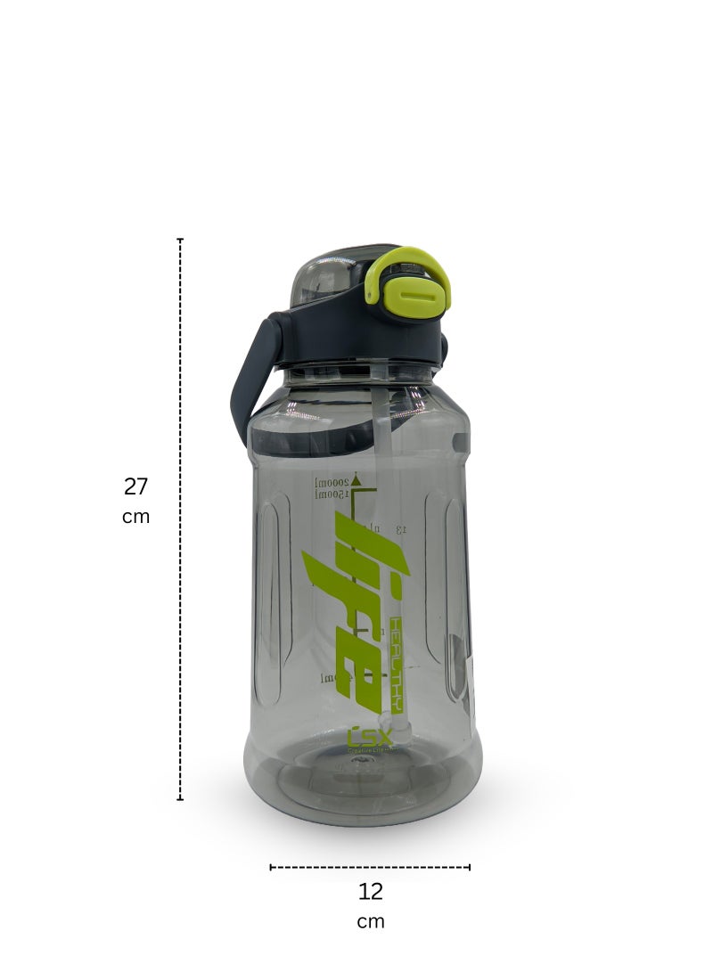 Generic Premium 2.0L Water Bottle with Green Typography (Detachable Straw)  - Image 4