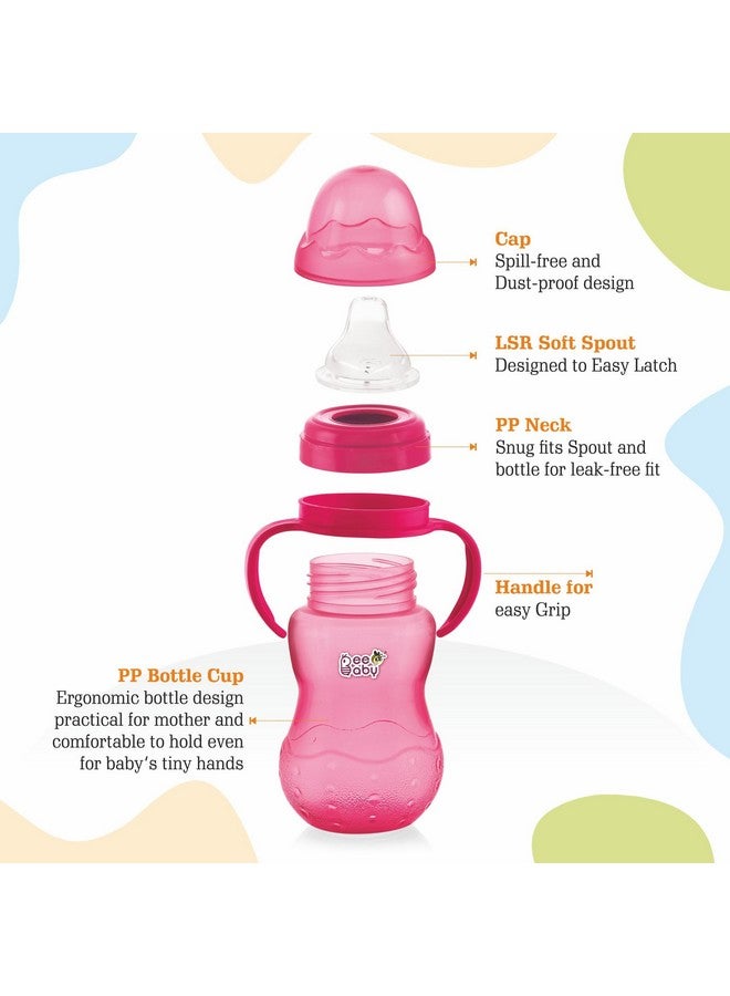 Beebaby Grippee Soft Silicone Spout Sippy Cup With Handle For Babies, Leak Proof, Anti Spill Sipper For Baby 6 Months+, 100% Bpa Free (Grippee - Pink, 300 Ml) - Image 4
