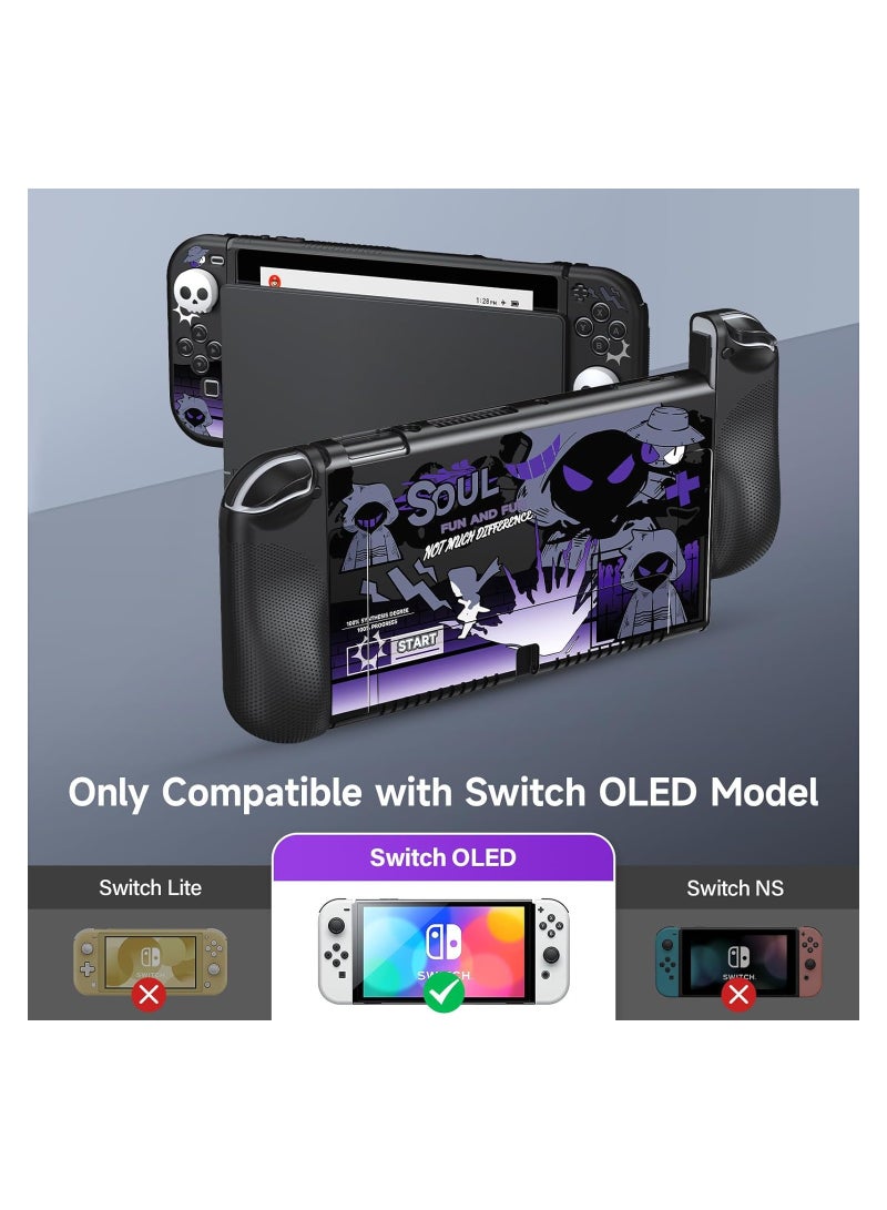 Case for Nintendo Switch OLED 2021 Ergonomic Comfort Grip TPU Hard Case with 2 Thumb G rip Caps Hard Protective Case Protective Shell Slim Cover Case - Image 2