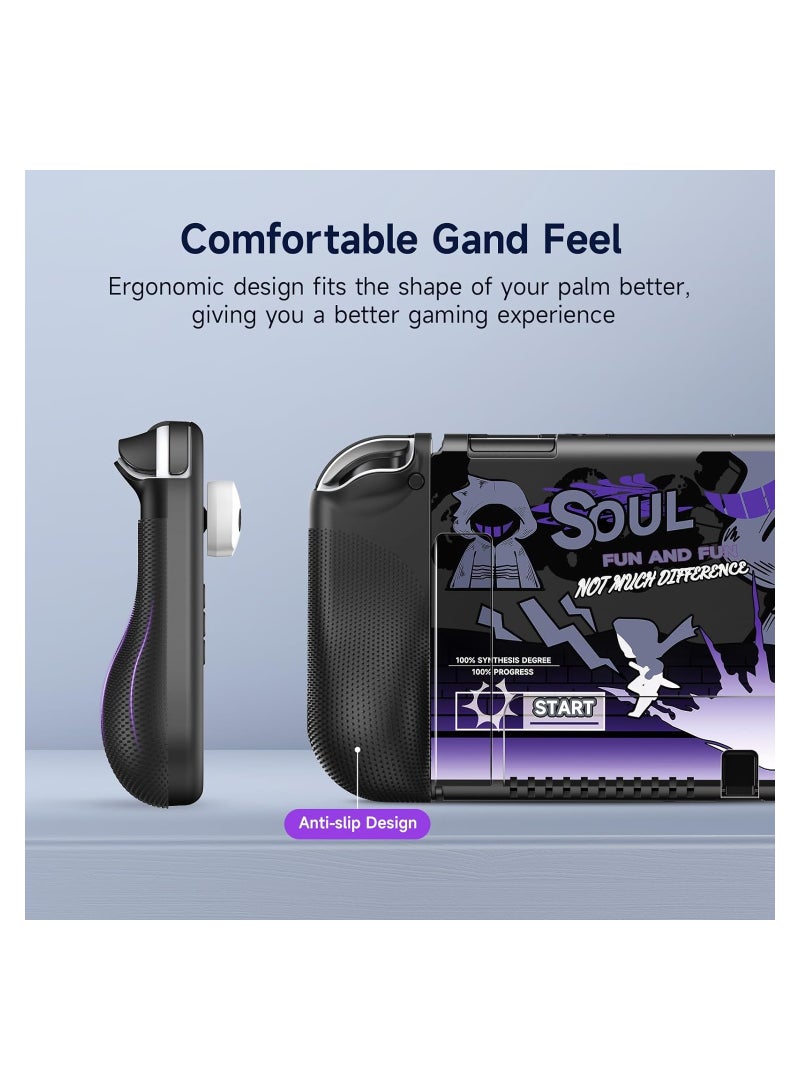 Case for Nintendo Switch OLED 2021 Ergonomic Comfort Grip TPU Hard Case with 2 Thumb G rip Caps Hard Protective Case Protective Shell Slim Cover Case - Image 4