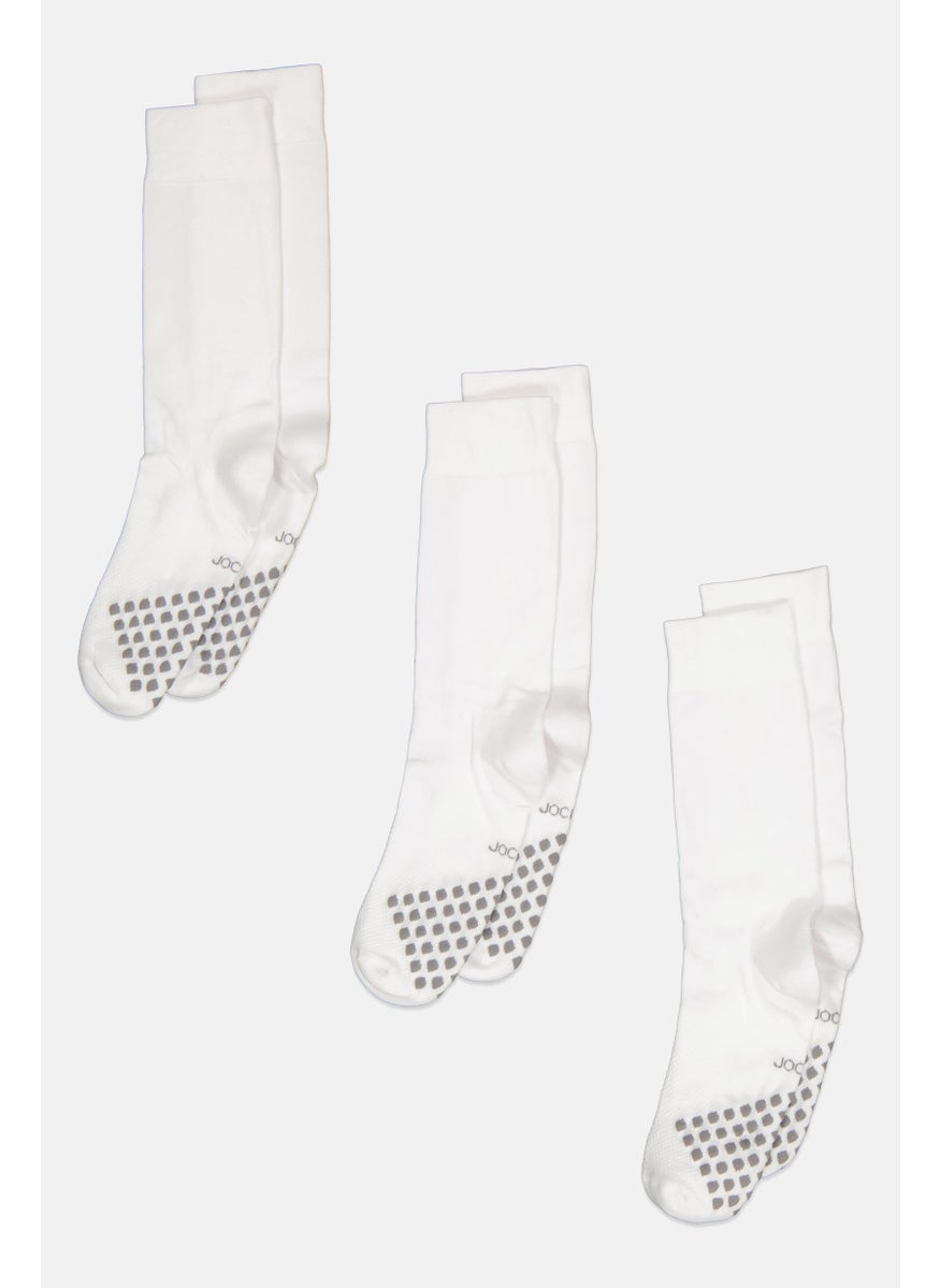 JOCKEY Men 3 Pair Textured Crew Socks, White  - Image 1