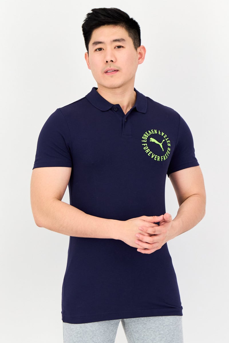 PUMA Men Slim Fit Short Sleeves Outdoor Polo Shirt, Navy - Image 1