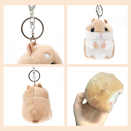 UTENEW 2 Pack Plush Hamster Keychains Stuffed Animal Keyring Pendant Purse Backpack Handbag Charms - Image 4