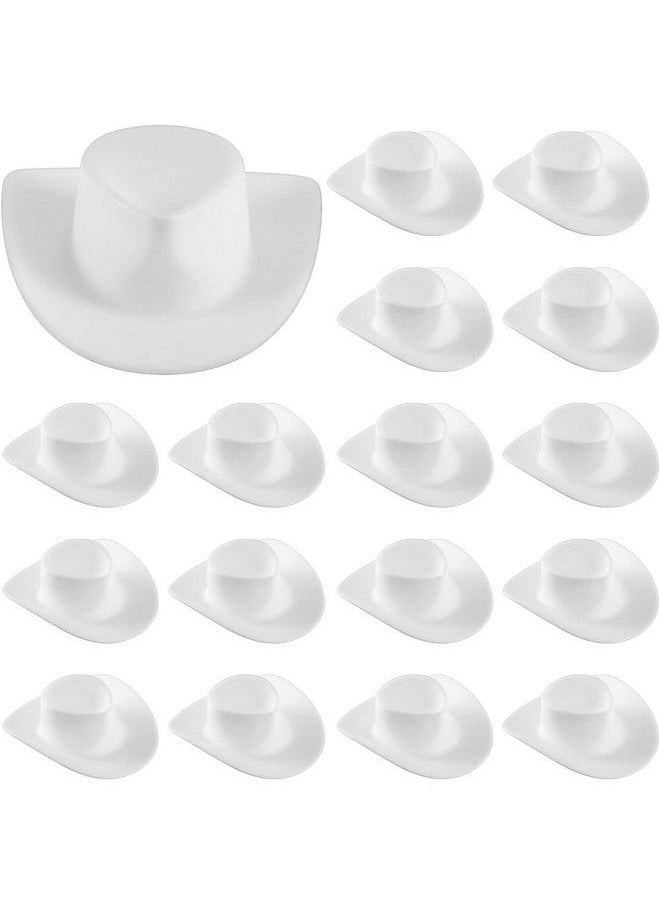 Zhanmai 40 Pieces Plastic Mini Western Hat Miniature Cowboy Cowgirl Hat Cute Doll Hat Party Hat Toy Doll Party Accessories For Pretend Play Dollhouse Decorations(White)  - Image 1