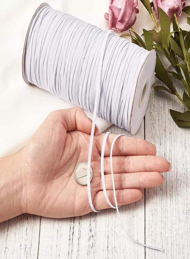 Bobbiny|White Color Polyester Flat Braided Elastic Cord Band (3.5 mm 10 Meters.) for Mask, Sewing, Crafts | Knit Sewing Crafts DIY Earloop for Mask Bent and Other Projects. - Image 1