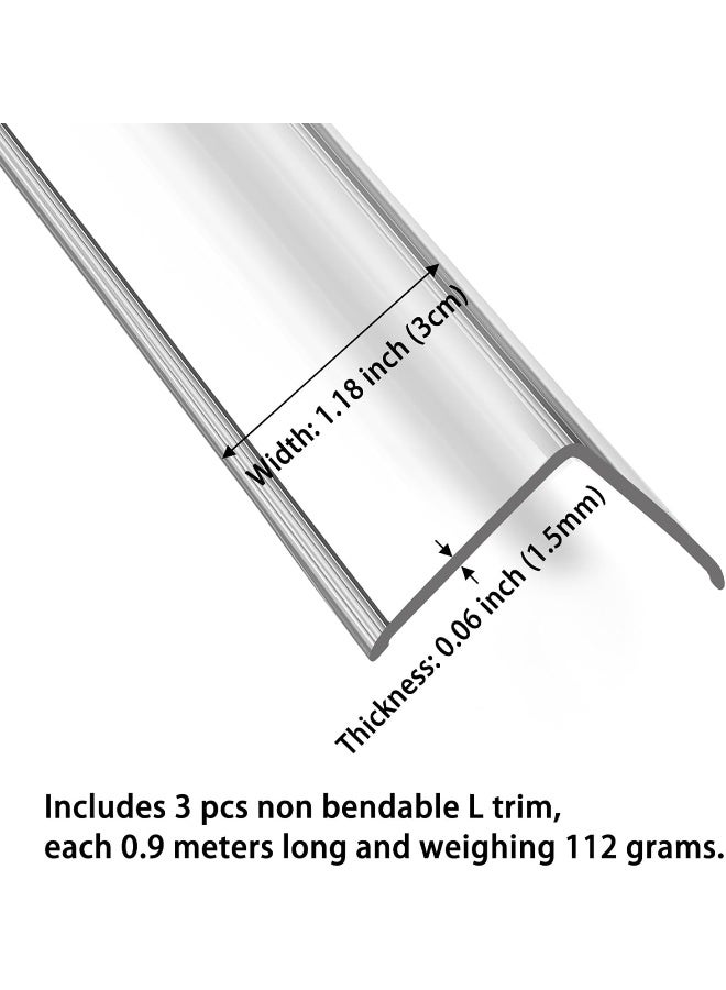 Trimold Clear Peel and Stick L Molding Corner Guards with 90° Angle for Wall Door Frame Cabinet Baseboard Protection and Decoration, 2.9ft x 1.2in (3Pcs) - Image 2