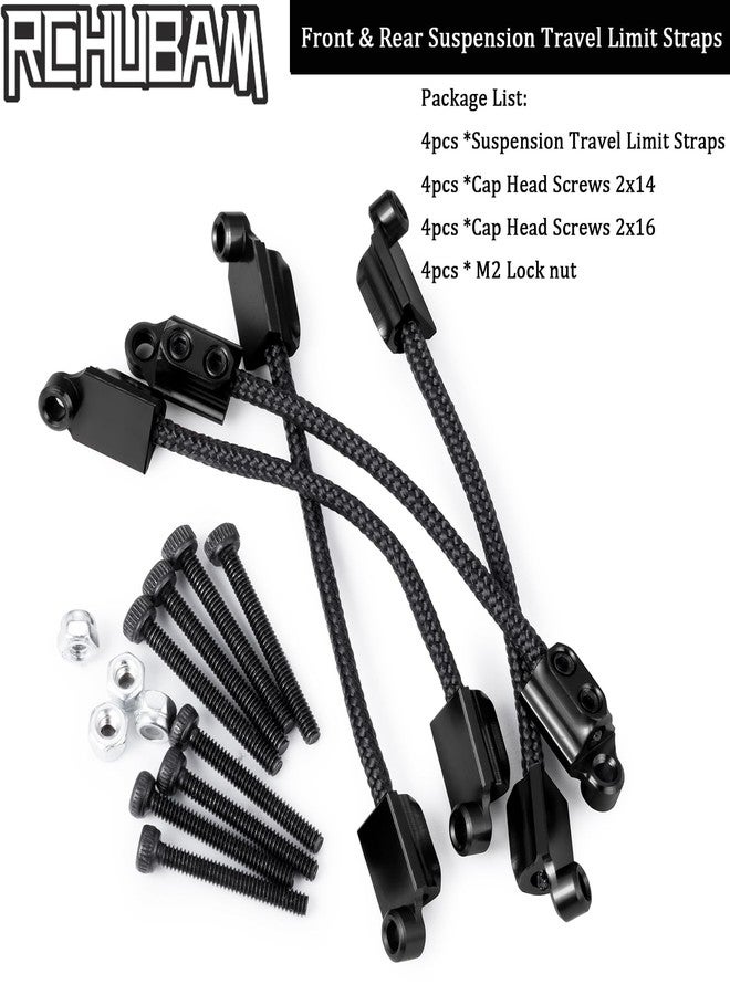 RCHUBAM Front & Rear Suspension Travel Limit Straps RC Shock Absorber Protection Straps Compatible with LOSI 1/18 Mini LMT Monster Truck Absorber Upgrade Parts (Black) - Image 2