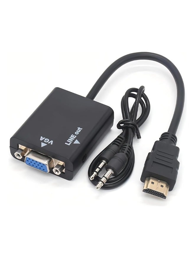 HDMI to VGA HD Adapter Cable 1080P with Audio Cable-Black  - Image 1