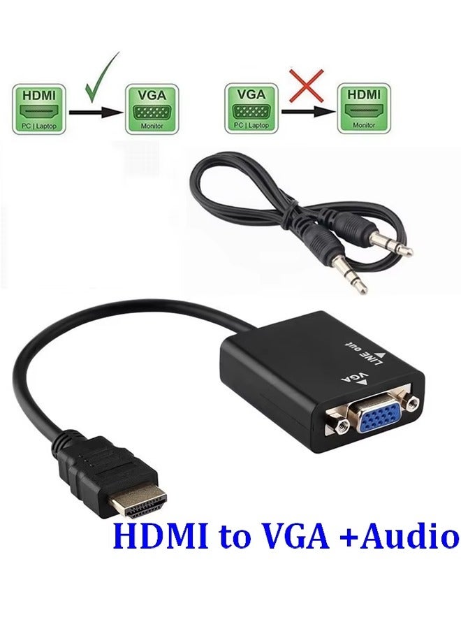 HDMI to VGA HD Adapter Cable 1080P with Audio Cable-Black  - Image 3
