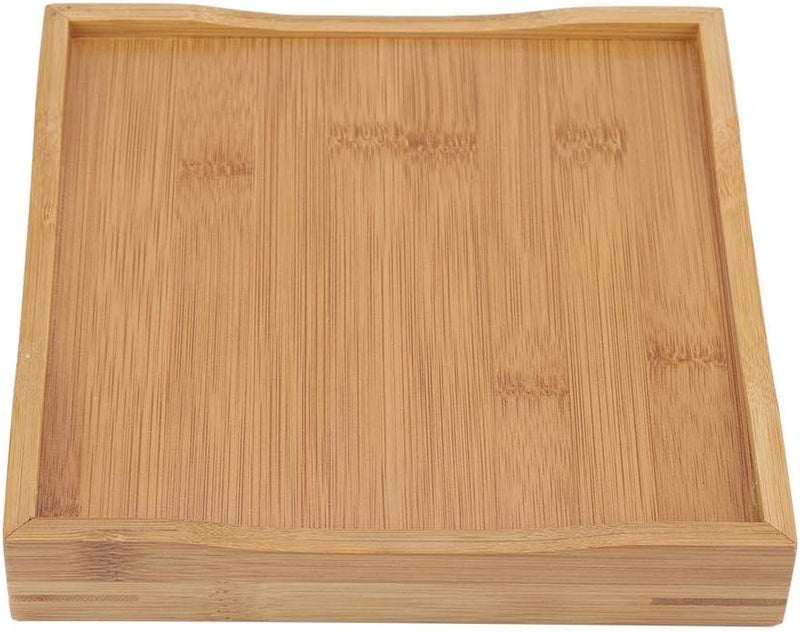 woobles Mini Square Bamboo Tea Trays, Wooden Serving Platters Water Storage Serving Tray with Handles Fit for Breakfast or Afternoon Tea- - Image 3