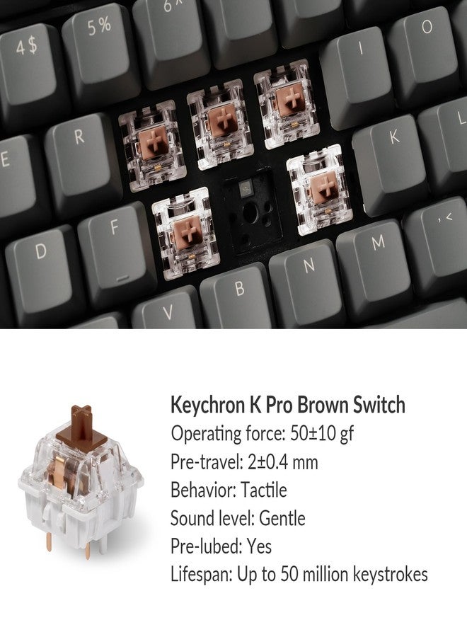 Keychron كيبورد ميكانيكي للألعاب Keychron K10 بحجم كامل مع إضاءة RGB قابلة للتبديل الساخن لنظامي Mac و Windows، لوحة مفاتيح بلوتوث لاسلكية/سلكية USB مع مفتاح K Pro بني 104 مفتاح، متعدد المهام - Image 2