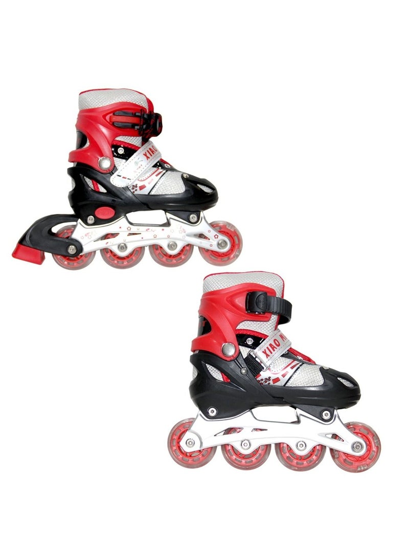 إيه جي دي حذاء تزلج بعجلات بصف واحد بعجلات وامضة بمصابيح LED, مقاس (27-30)  - احمر - Image 2