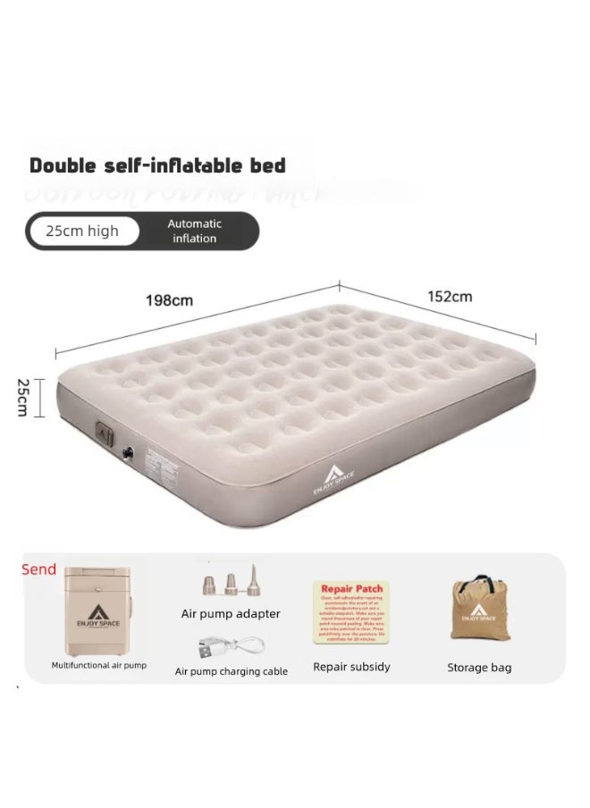 Deluxe king size inflatable mattress (with built-in pump), 198cm*152cm extra wide inflatable mattress, suitable for home, camping, travelling, formaldehyde free!