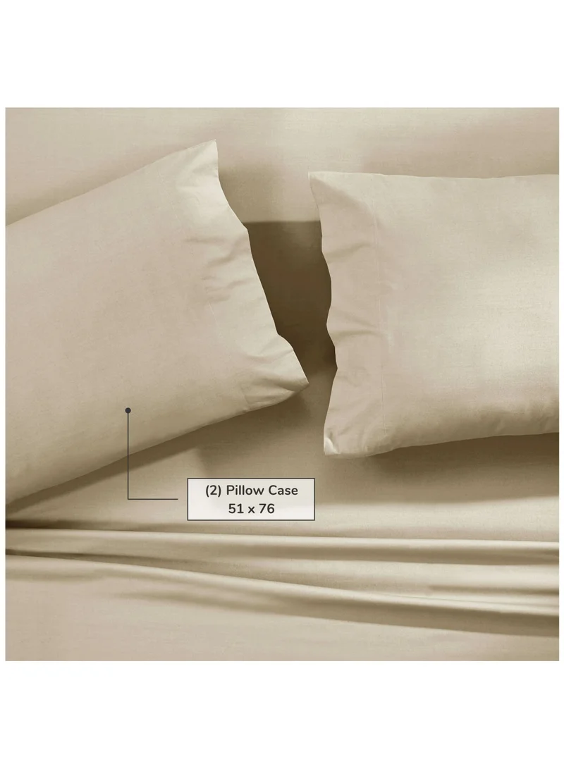 Donetella 3-Piece Cotton Fitted Sheet And Pillowcase Set Combination Ivory King
