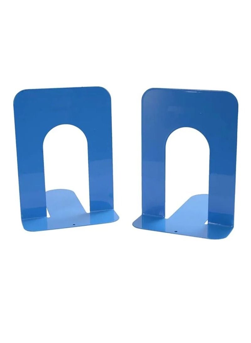 2-Piece Metal Book End Blue 6.5 Inch Size