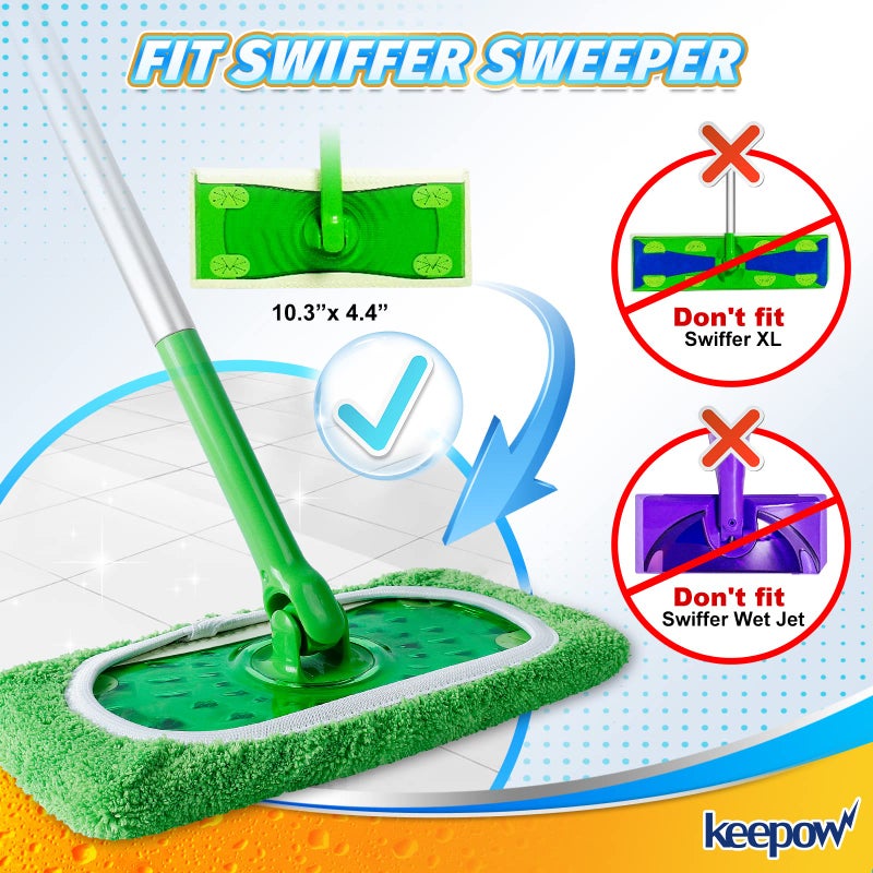 كيباو منصات ممسحة من الألياف الدقيقة القابلة لإعادة الاستخدام من أجل swiffer swister mop تعبئة الرطب القابلة للغسل للاستخدام الرطب والجاف للملابس الجافة الجافة لتنظيف الأرضيات الصلبة 2 عبوة (MOP غير متضمن) - Image 3