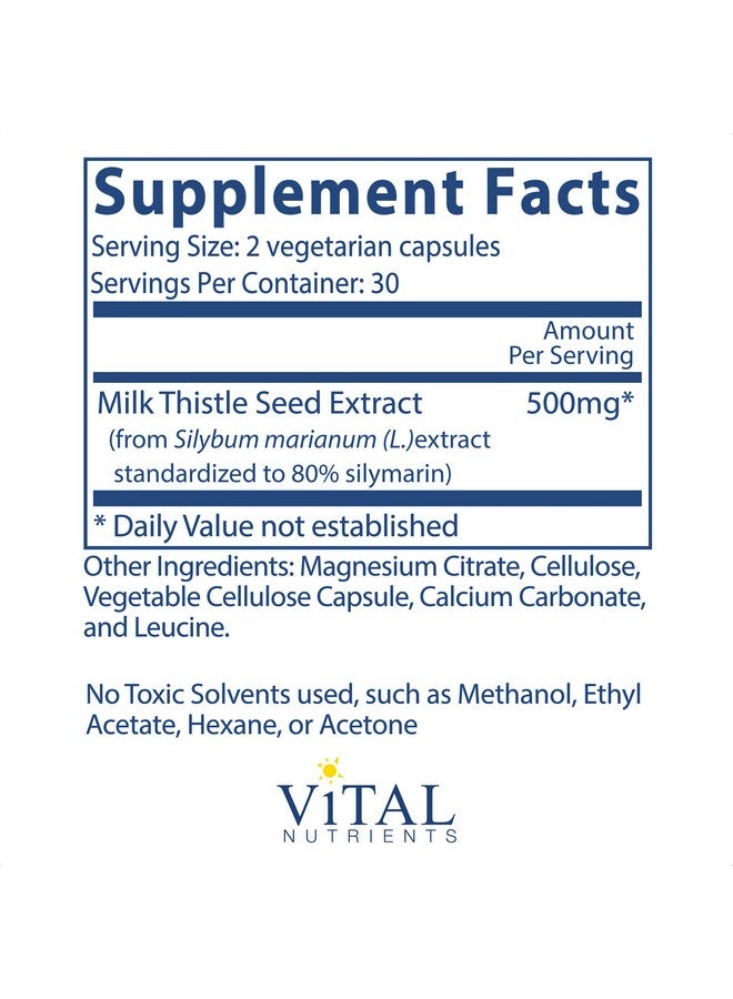 Vital Nutrients Milk Thistle Extract Supports Healthy Liver Function And Detoxification 60 Vegetarian Capsules Per Bottle 250 Mg - Image 3