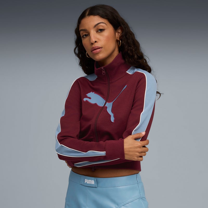 PUMA FUTURE.PUMA.ARCHIVE T7 Slim Cropped Womens Red Track Jacket - Image 1