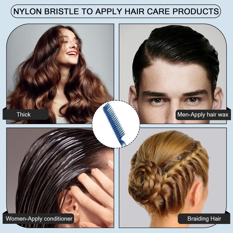 SIMPOR 3 Row Hair Comb for Natural Detangling, Hair Styling Brush, Nylon Bristle Unbraider Teasing Rat Tail Comb for Women Men Blue - Image 4