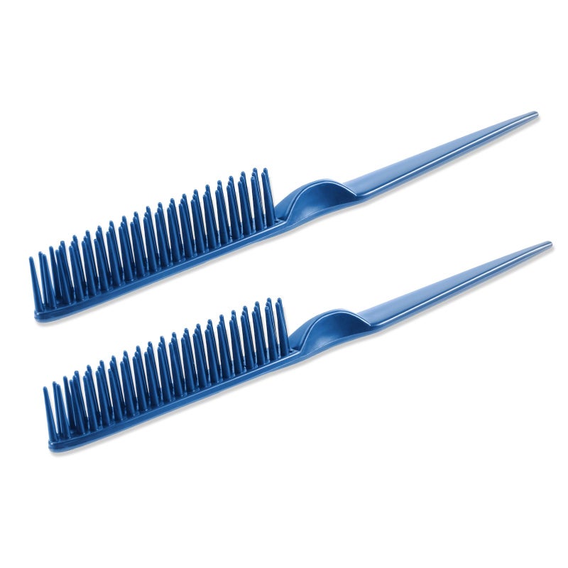 SIMPOR 3 Row Hair Comb for Natural Detangling, Hair Styling Brush, Nylon Bristle Unbraider Teasing Rat Tail Comb for Women Men Blue - Image 1