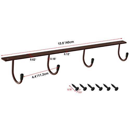 MOCOUM Under Cabinet Coffee Cup Holder, Brown Metal Rack - Mug & Coffee Cup Organizer, Kitchen Utensil Display (3) - Image 2