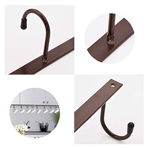 MOCOUM Under Cabinet Coffee Cup Holder, Brown Metal Rack - Mug & Coffee Cup Organizer, Kitchen Utensil Display (3) - Image 4
