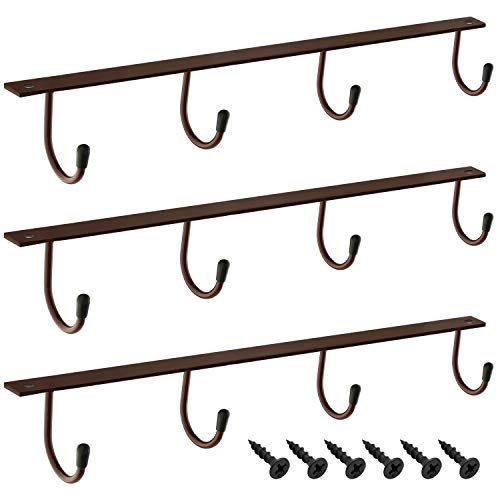 MOCOUM Under Cabinet Coffee Cup Holder, Brown Metal Rack - Mug & Coffee Cup Organizer, Kitchen Utensil Display (3) - Image 1