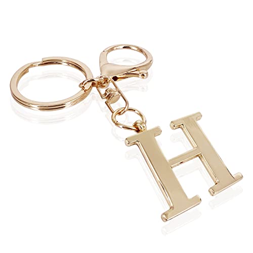LAXPICOL Gold Keychain Letter H Keychains for Women Men Bag Charms Purse Charms For Handbags Metal Alphabet Initial Letter Key Ring Keychain - Image 1