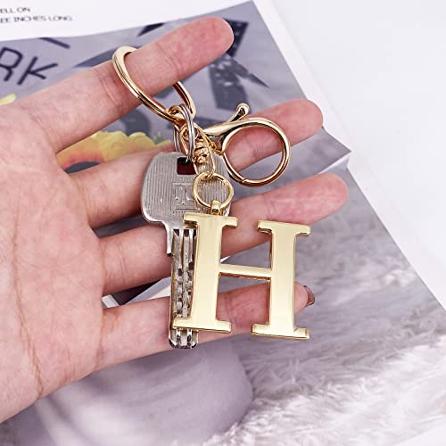 LAXPICOL Gold Keychain Letter H Keychains for Women Men Bag Charms Purse Charms For Handbags Metal Alphabet Initial Letter Key Ring Keychain - Image 3