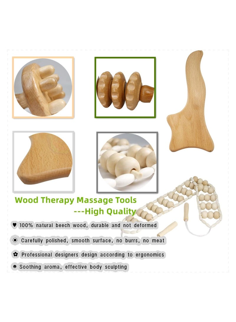4 في 1 أدوات تدليك العلاج الخشبي لتشكيل الجسم طقم Maderoterapia مكافحة مُدلك سلوليت طقم أدوات نحت الجسم - Image 5