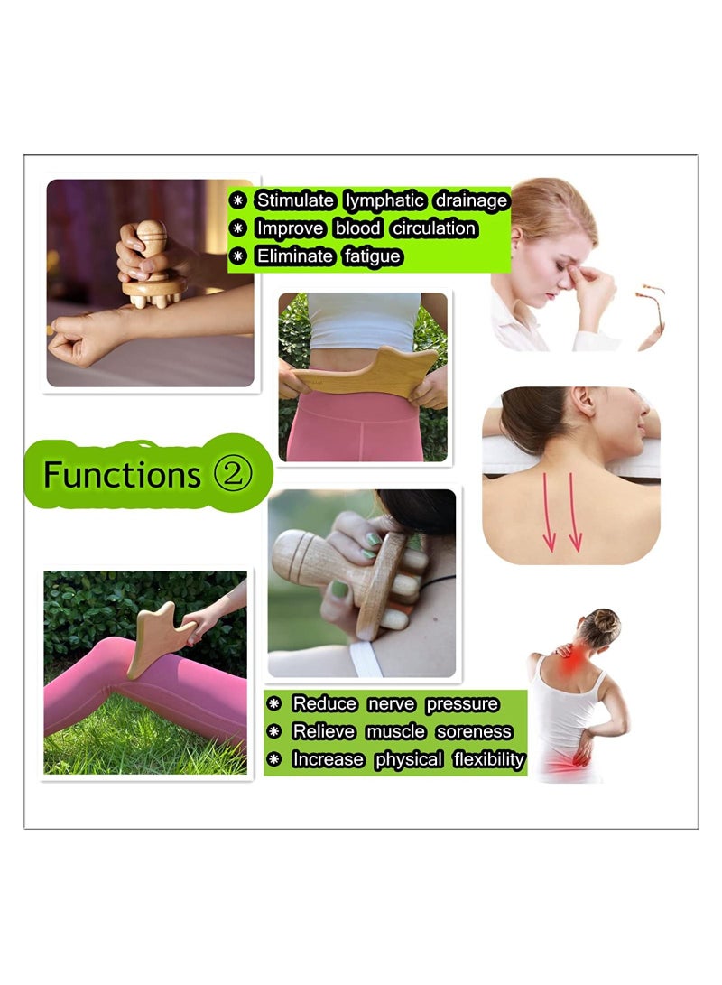 4 في 1 أدوات تدليك العلاج الخشبي لتشكيل الجسم طقم Maderoterapia مكافحة مُدلك سلوليت طقم أدوات نحت الجسم - Image 3