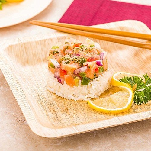 Restaurantware 8 Inch Bamboo Leaf Plates 50 Square Disposable Bamboo Plates - Sustainable heavy-duty Bamboo Leaf Bamboo Dinner Plates For Parties Wedding Banquets Or Catered Events - Image 3