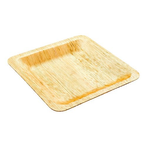Restaurantware 8 Inch Bamboo Leaf Plates 50 Square Disposable Bamboo Plates - Sustainable heavy-duty Bamboo Leaf Bamboo Dinner Plates For Parties Wedding Banquets Or Catered Events - Image 2