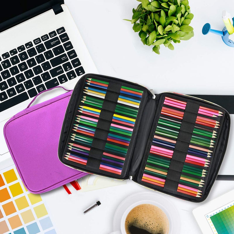YOUSHARES 166 Slots Colored Pencil Case, 110 Slots Gel Pens fo Coloring Case Organizer, Handy Multilayer Color Pencil Holder for Glitter Gel Pens, Refills, Colored Pencils for Adults & Artist (Purple) - Image 5