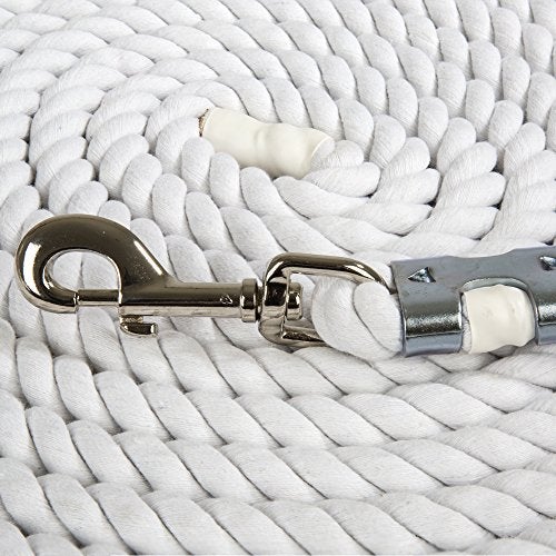 Intrepid International Horse Intrepid International Premium Horse Rope Lunge Line - Durable 1/2" Diameter, 25' Length Cotton Lunge Line with Secure Snap for Equestrian Training Excellence, White - Image 2