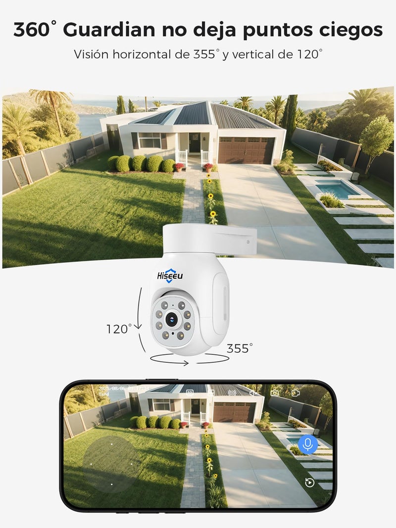 Hiseeu 5MP Wireless PTZ Security Camera System, Indoor Outdoor IP66 Waterproof WiFi Camera, 4K 10CH NVR, 2-Way Audio, Motion Detection Alarm, 24/7 Surveillance, 1TB Hard Drive (Plug-in Power Supply) - Image 4